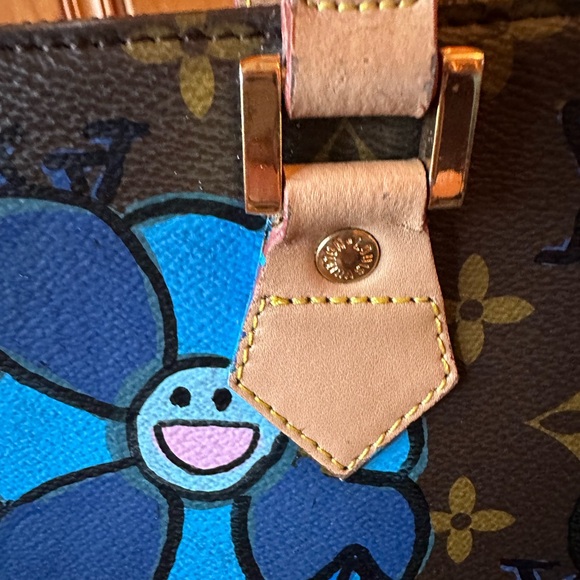 Louis Vuitton Blue Floral Tote Bag  Upcycled and Hand Painted - Picture 15 of 16